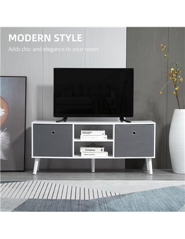 HOMCOM TV Cabinet Stand Unit for TVs up to 50'' with Foldable Drawers, Entertainment Centre for Living Room White