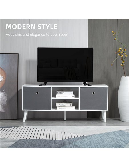 HOMCOM TV Cabinet Stand Unit for TVs up to 50'' with Foldable Drawers, Entertainment Centre for Living Room White