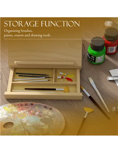 Vinsetto Wooden Table Easel Box with Storage Portable Folding Artist Easel, Natural