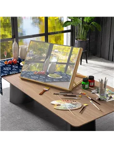 Vinsetto Desktop Table A2 Easel Craft Workstation, Adjustable Beechwood Table Top Easel, Portable Folding Artist Drawing & Sketc 2
