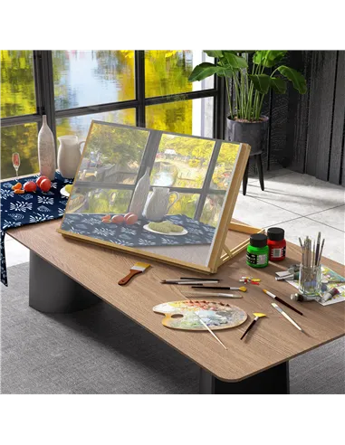 Vinsetto Desktop Table A2 Easel Craft Workstation, Adjustable Beechwood Table Top Easel, Portable Folding Artist Drawing & Sketc