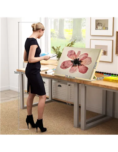 Vinsetto Desktop Table A2 Easel Craft Workstation, Adjustable Beechwood Table Top Easel, Portable Folding Artist Drawing & Sketc