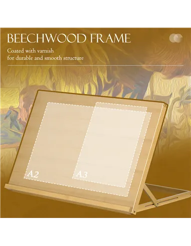 Vinsetto Desktop Table A2 Easel Craft Workstation, Adjustable Beechwood Table Top Easel, Portable Folding Artist Drawing & Sketc