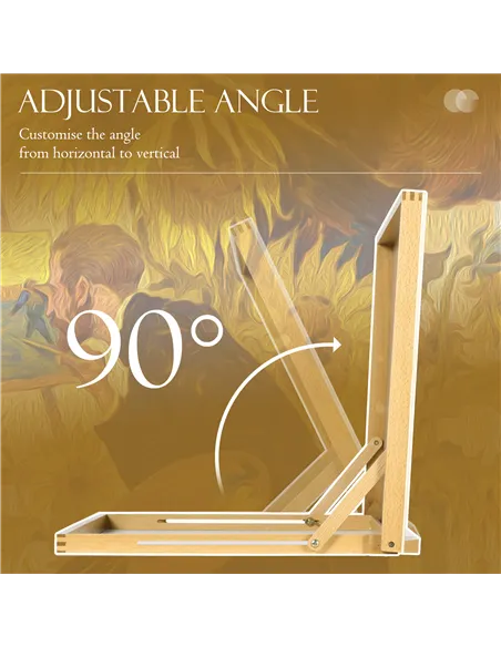 Vinsetto Desktop Table A2 Easel Craft Workstation, Adjustable Beechwood Table Top Easel, Portable Folding Artist Drawing & Sketc