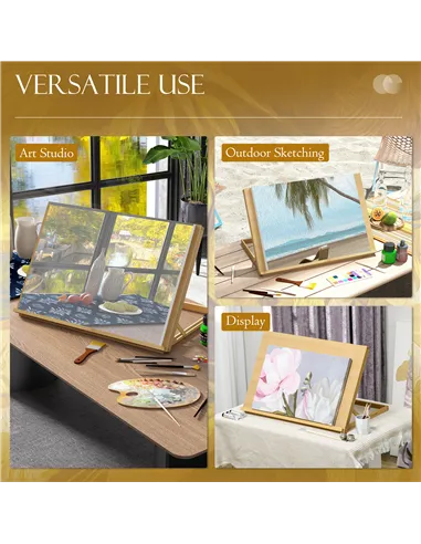 Vinsetto Desktop Table A2 Easel Craft Workstation, Adjustable Beechwood Table Top Easel, Portable Folding Artist Drawing & Sketc