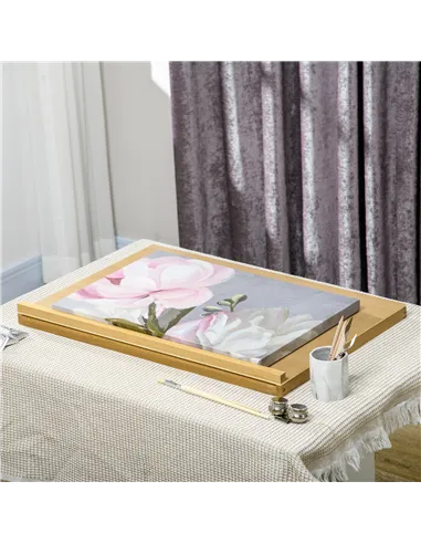 Vinsetto Desktop Table A2 Easel Craft Workstation, Adjustable Beechwood Table Top Easel, Portable Folding Artist Drawing & Sketc