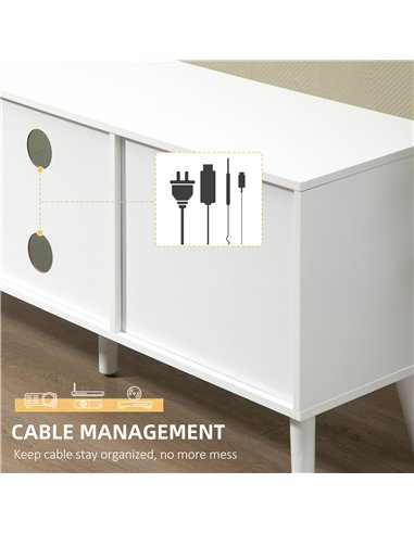 HOMCOM TV Cabinet Stand Unit for TVs up to 50'' with Foldable Drawers, Entertainment Centre for Living Room White