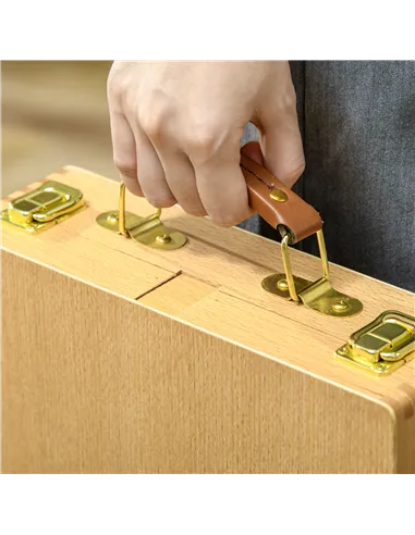 Vinsetto Wooden Table Easel Box Hold Canvas up to 61cm, Adjustable Beechwood Storage Table Box Easel, Portable Folding Artist Dr