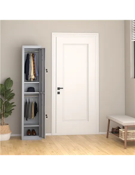 Vinsetto Locker Cabinet Storage Cold Rolled Steel w/ Shelves Vertical Cupboard Grey 38 x 46 x 180 cm
