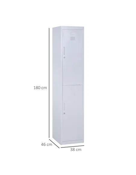 Vinsetto Locker Cabinet Storage Cold Rolled Steel w/ Shelves Vertical Cupboard Grey 38 x 46 x 180 cm