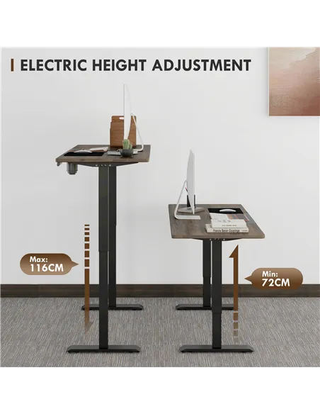 Vinsetto 72-116cm Adjustable Electric Standing Desk, with LED Display - Black