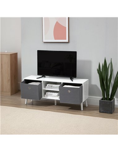 HOMCOM TV Cabinet Stand Unit for TVs up to 50'' with Foldable Drawers, Entertainment Centre for Living Room White