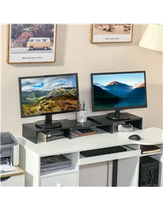 Vinsetto Dual Monitor Stand Riser with Adjustable Length and Angle, Screen Riser for Laptop, Computer, PC, Printer, TV, Black 2