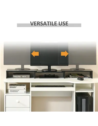 Vinsetto Dual Monitor Stand Riser with Adjustable Length and Angle, Screen Riser for Laptop, Computer, PC, Printer, TV, Black