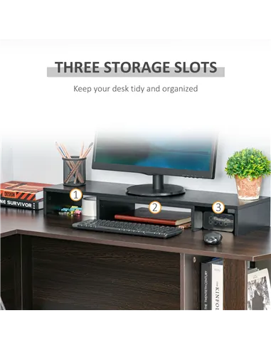 Vinsetto Dual Monitor Stand Riser with Adjustable Length and Angle, Screen Riser for Laptop, Computer, PC, Printer, TV, Black