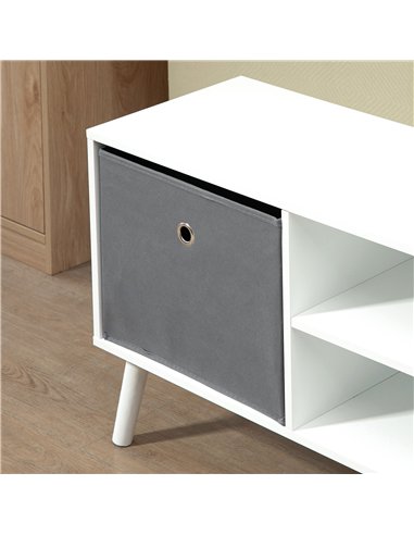 HOMCOM TV Cabinet Stand Unit for TVs up to 50'' with Foldable Drawers, Entertainment Centre for Living Room White