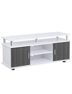 HOMCOM TV Cabinet Unit for TVs up to 50'' with Storage Shelf and Cupboards, Living Room Entertainment Center Media Console, Grey