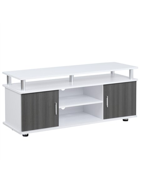 HOMCOM TV Cabinet Unit for TVs up to 50'' with Storage Shelf and Cupboards, Living Room Entertainment Center Media Console, Grey