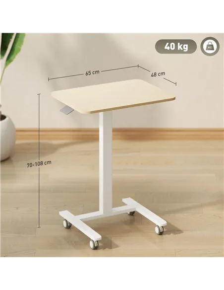 Vinsetto 68-108cm Height Adjustable Work Desk - Wood-Effect/White