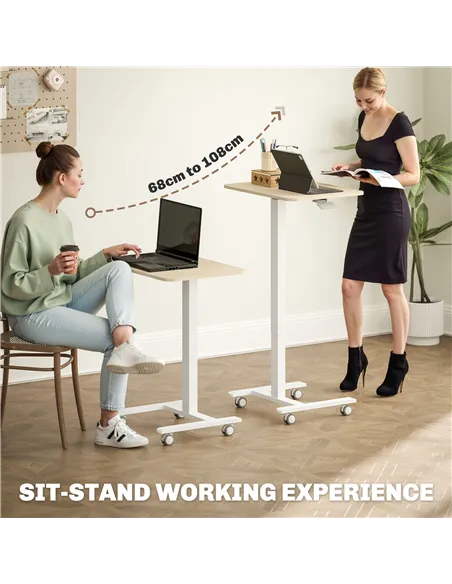 Vinsetto 68-108cm Height Adjustable Work Desk - Wood-Effect/White