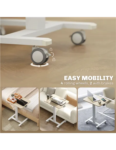 Vinsetto 68-108cm Height Adjustable Work Desk - Wood-Effect/White