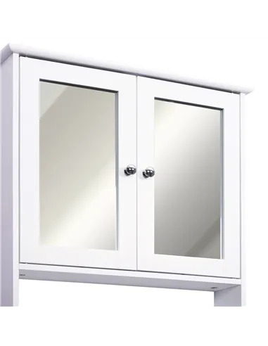 kleankin Wall-mounted Bathroom Cabinet Mirror Door Organiser Storage Shelves Living Room White