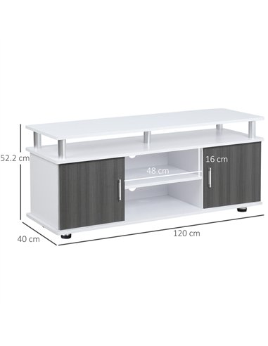 HOMCOM TV Cabinet Unit for TVs up to 50'' with Storage Shelf and Cupboards, Living Room Entertainment Center Media Console, Grey
