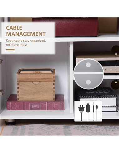 HOMCOM TV Cabinet Unit for TVs up to 50'' with Storage Shelf and Cupboards, Living Room Entertainment Center Media Console, Grey