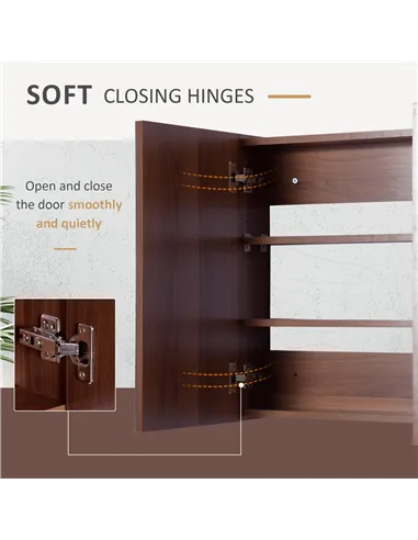 kleankin Double Door Bathroom Mirror Cabinet, Wall Mounted Bathroom Storage Cabinet, Soft Closing, 63L x 60Hcm