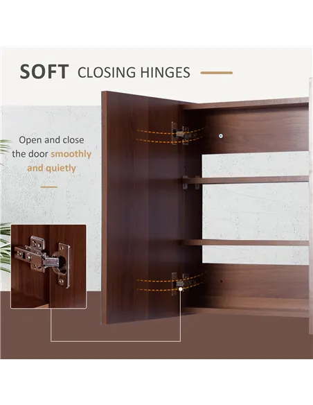 kleankin Double Door Bathroom Mirror Cabinet, Wall Mounted Bathroom Storage Cabinet, Soft Closing, 63L x 60Hcm