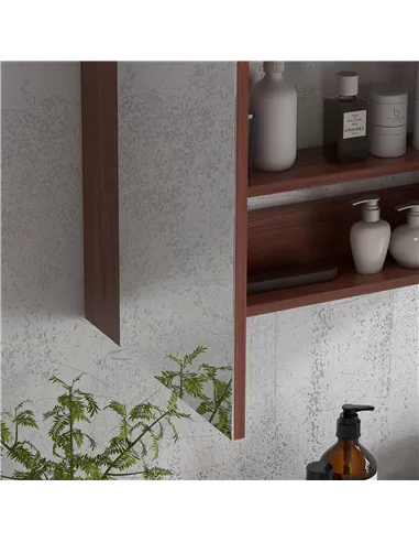 kleankin Double Door Bathroom Mirror Cabinet, Wall Mounted Bathroom Storage Cabinet, Soft Closing, 63L x 60Hcm