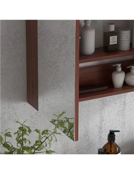 kleankin Double Door Bathroom Mirror Cabinet, Wall Mounted Bathroom Storage Cabinet, Soft Closing, 63L x 60Hcm