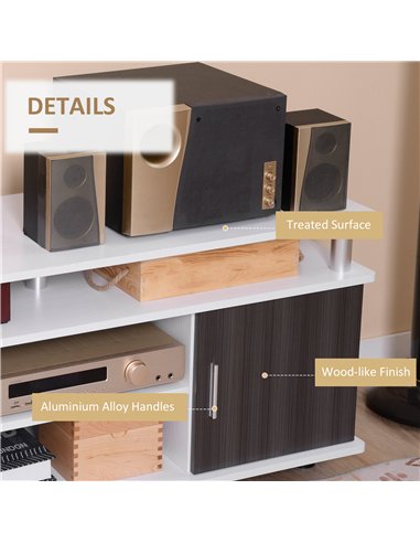 HOMCOM TV Cabinet Unit for TVs up to 50'' with Storage Shelf and Cupboards, Living Room Entertainment Center Media Console, Grey