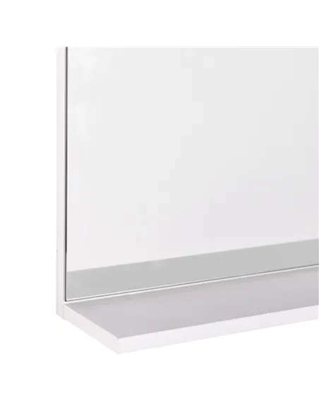 kleankin Modern Bathroom Mirror, Wall-mounted Vanity Mirror with 3 Tiers Storage Shelves for Make Up, White