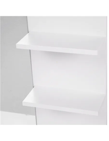kleankin Modern Bathroom Mirror, Wall-mounted Vanity Mirror with 3 Tiers Storage Shelves for Make Up, White
