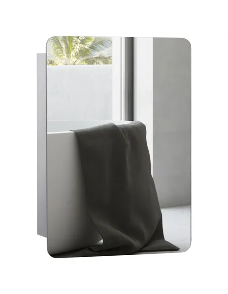 kleankin Bathroom Storage Cabinet w/Sliding Mirror Door, Wall Mounted Bathroom Cabinet with 3 Shelves, Stainless Steel Frame, 46