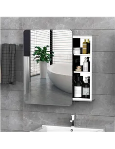 kleankin Bathroom Storage Cabinet w/Sliding Mirror Door, Wall Mounted Bathroom Cabinet with 3 Shelves, Stainless Steel Frame, 46 2