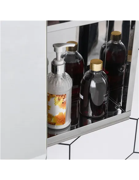 kleankin Bathroom Storage Cabinet w/Sliding Mirror Door, Wall Mounted Bathroom Cabinet with 3 Shelves, Stainless Steel Frame, 46