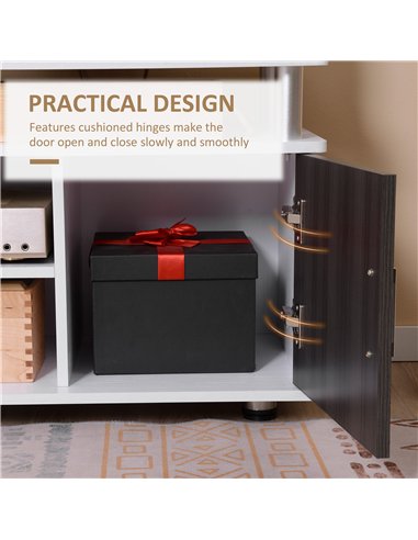 HOMCOM TV Cabinet Unit for TVs up to 50'' with Storage Shelf and Cupboards, Living Room Entertainment Center Media Console, Grey