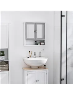 kleankin Bathroom Wall Storage Cabinet - Grey 2