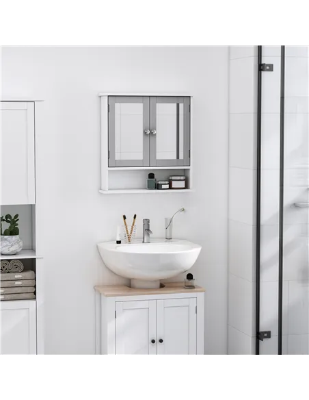 kleankin Bathroom Wall Storage Cabinet - Grey