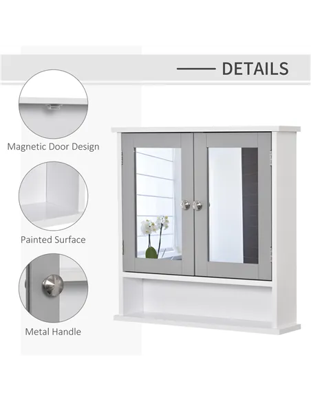 kleankin Bathroom Wall Storage Cabinet - Grey