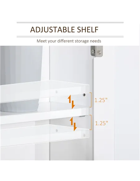 kleankin Bathroom Mirror Cabinet Wall Mounted Storage Cupboard with Double Door and Adjustable Shelf, White