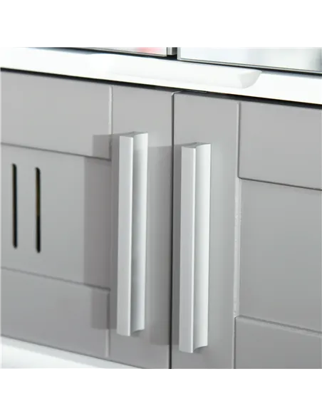 kleankin Bathroom Mirror Cabinet, Wall Mounted Storage Cupboard with Double Doors and Adjustable Shelf, Bathroom Organizer, Grey