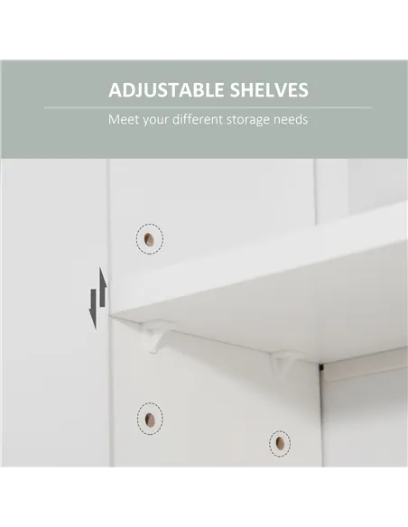 kleankin Bathroom Mirror Cabinet, Wall Mounted Storage Cupboard Organizer with Double Doors and Adjustable Shelf, White
