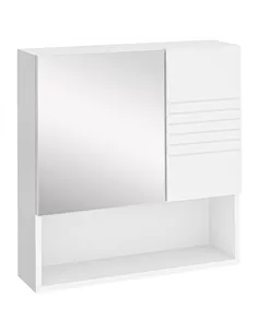 kleankin Bathroom Mirror Cabinet Wall-Mounted Storage w/ Double Door Adjustable Shelf - White