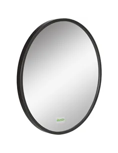 kleankin Round Bathroom Mirror, Modern Wall-mounted Makeup Mirror with Aluminium Frame for Washroom Living Room, Black, 40x40 cm