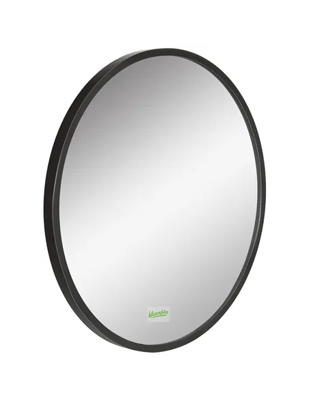 kleankin Round Bathroom Mirror, Modern Wall-mounted Makeup Mirror with Aluminium Frame for Washroom Living Room, Black, 40x40 cm