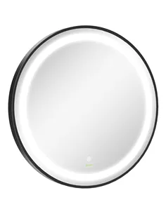 kleankin Round LED Bathroom Mirror, Dimmable Lighted Wall-Mounted Mirror with 3 Temperature Colours, Memory Function, Hardwired