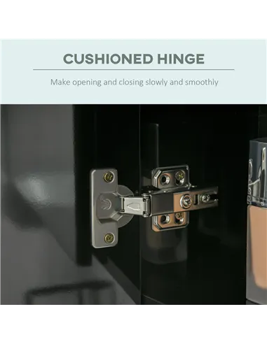 kleankin LED Bathroom Cabinet with Mirror, Wall Mounted Dimmable Brightness Storage Organiser with 3 Mirrored Doors and Adjustab